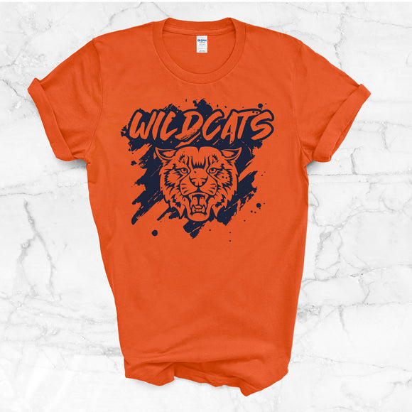 Wildcats Distressed Face Shirt (Orange)