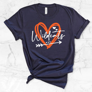 Wildcats Scribble Heart Arrow Shirt (Navy)