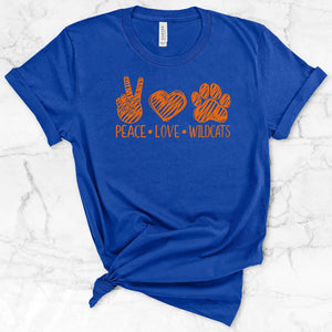 Peace Love Wildcats Shirt (Royal)