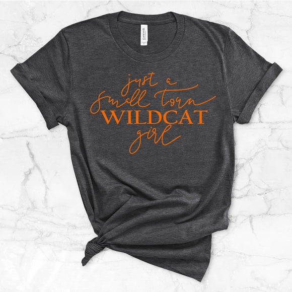 Just A Small Town Wildcat Girl Shirt (Dark Heather Gray)