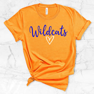 Wildcats Cursive With Heart Underneath (Orange)