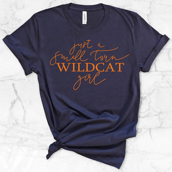 Just A Small Town Wildcat Girl Shirt (Navy)