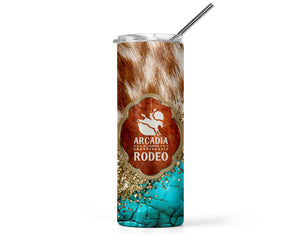 Arcadia Rodeo Cowhide Turquoise Glitter Print Skinny Tumbler